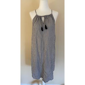 Gillian & O’Malley Cute Striped Tunic Tank Dress with Tassles • Size S • B & W